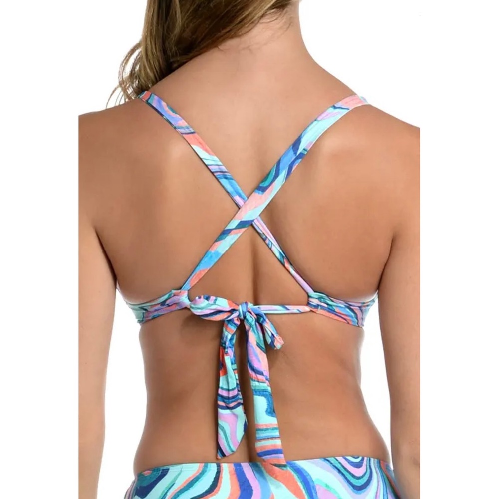 La Blanca Crystal Cove Twist Front Push-up Crossback Bikini Set - Picture 2 of 7